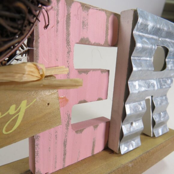 Easter Sign with bird's nest 14" long 6" tall - Picture 6 of 12